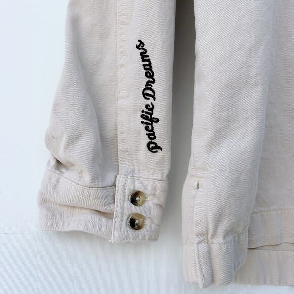 Rip Curl Women’s Embroidered Pacific Dreams Shacket Cream Button Down Large - Picture 5 of 11